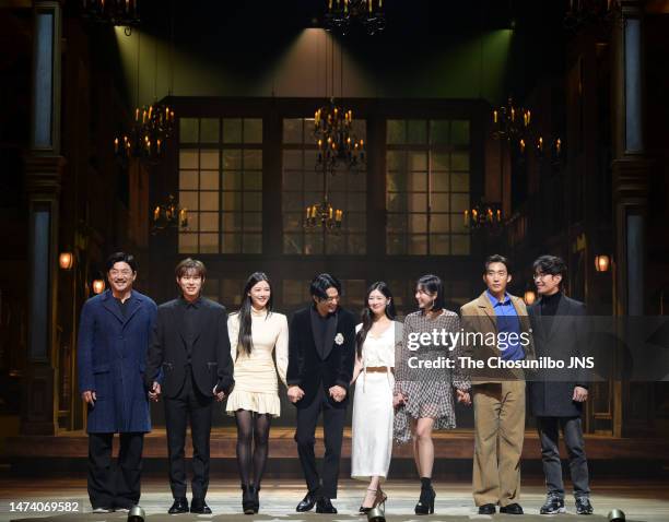 South Korean actors Im Chul-hyung, Kim Sung-cheol, Kim Yoo-jung, Jung Moon-sung, Jung So-min, Chae Soo-bin, Lee Sang-yi, and Song Young-kyu during a...