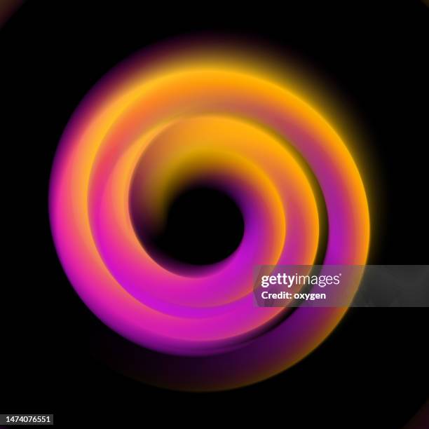 abstract yellow pink blured swirl wave motion curve soft shape on black background - yellow abstract backgrounds stock pictures, royalty-free photos & images