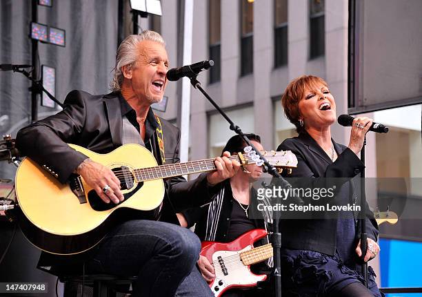 Musician Neil Giraldo and singer Pat Benatar perform during "FOX & Friends" All American Concert Series at FOX Studios on June 29, 2012 in New York...
