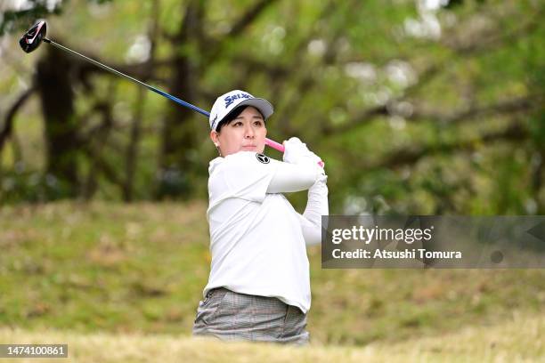 Kotono Kozuma of Japan hits her tee shot on the 6th hole during the first round of T-POINT x ENEOS Golf Tournament at Kagoshima Takamaki County Club...