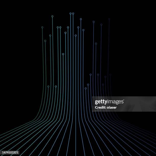 bildbanksillustrationer, clip art samt tecknat material och ikoner med connection, wires / fibers in parallel on floor and raising on wall - kretskort
