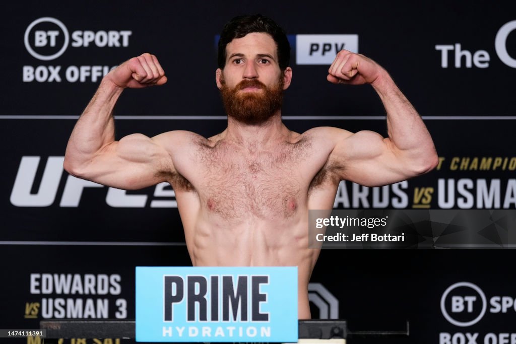 Yanal Ashmouz of Israel poses on the scale during the UFC 286... News