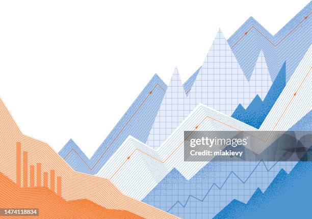 ilustrações de stock, clip art, desenhos animados e ícones de abstract financial charts blue - gráfico de linhas