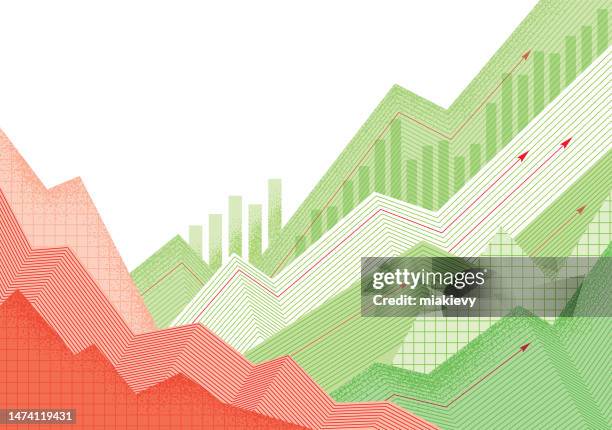 ilustraciones, imágenes clip art, dibujos animados e iconos de stock de gráficos financieros abstractos horizontales - gráfico de barras