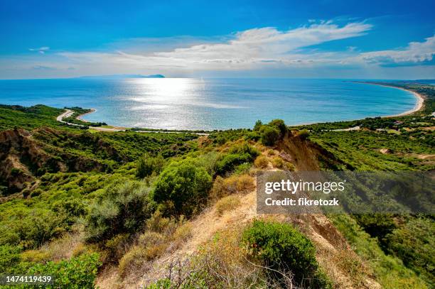 general view of anzac or ariburnu bay - anzac stock pictures, royalty-free photos & images