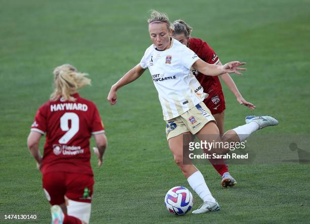 Teigen Allen of the Newcastle Jets during the round 18 A-League Women's match between Adelaide United and Newcastle Jets at Coopers Stadium, on March...