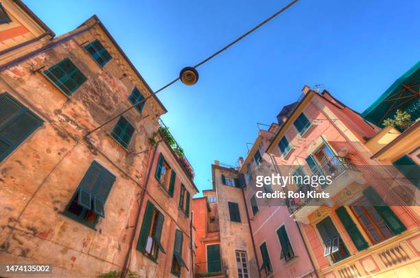 colourful houses in monterosso al mare,  one of the five villages in cinque terre near la spezia - fame park stock pictures, royalty-free photos & images