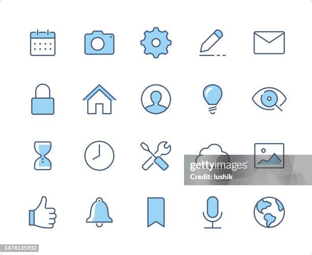 homepage-icon-set. bearbeitbare strichstärke. pixel perfekte dichromatische symbole. - homepage stock-grafiken, -clipart, -cartoons und -symbole