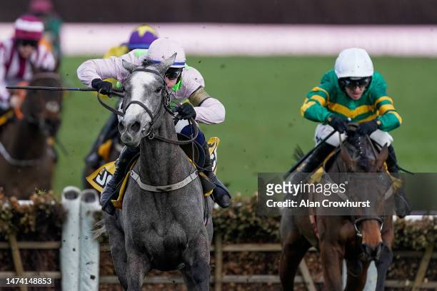 Paul Townend riding Lossiemouth clear the last to win The JCB Triumph Hurdle during day four of the Cheltenham Festival 2023 at Cheltenham Racecourse...