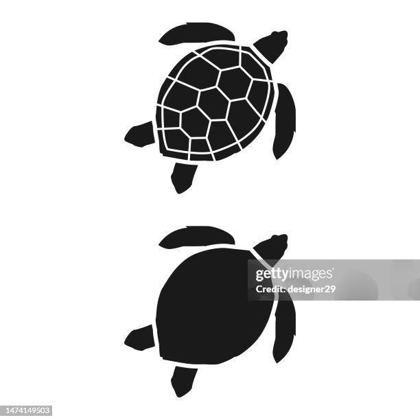 sea turtle icon. - tortoise cartoon stock illustrations