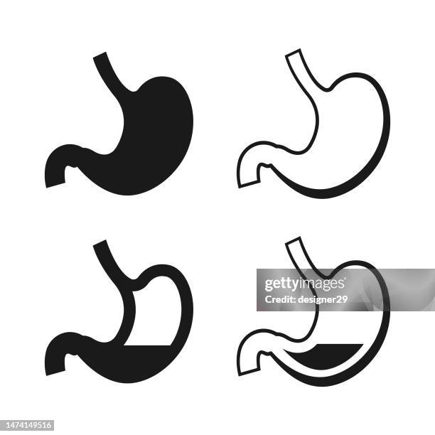stomach icon set. - digestive problems stock illustrations