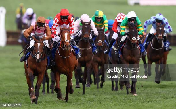 Bridget Andrews on board Faivoir on their way to winning the McCoy Contractors County Handicap Hurdle during day four of the Cheltenham Festival 2023...