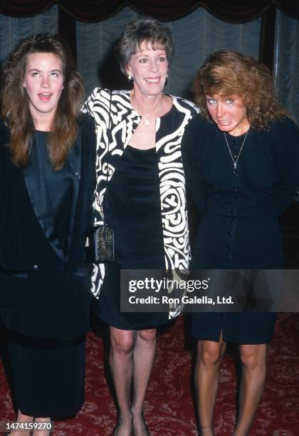 From left, actor Jody Hamilton, her mother, actress & comedian Carol Burnett, and sister, singer & dancer Erin Hamilton, attend the opening of the...