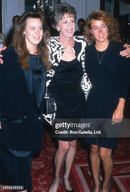 From left, actor Jody Hamilton, her mother, actress & comedian Carol Burnett, and sister, singer & dancer Erin Hamilton, attend the opening of the...