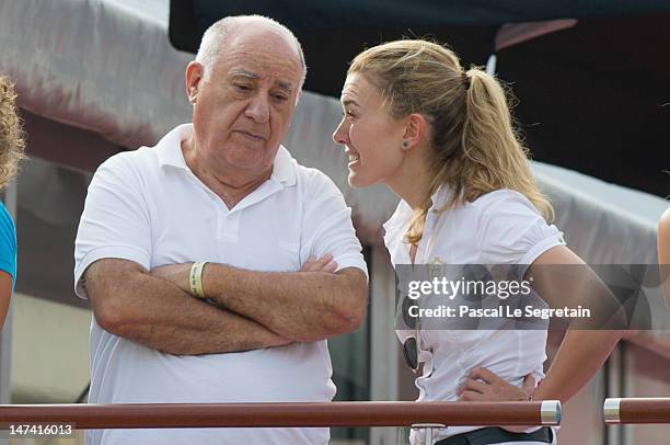 Amancio Ortega and Marta Ortega Perez attend the Monaco International Jumping as part of Global Champion Tour on June 29, 2012 in Monte-Carlo, Monaco.