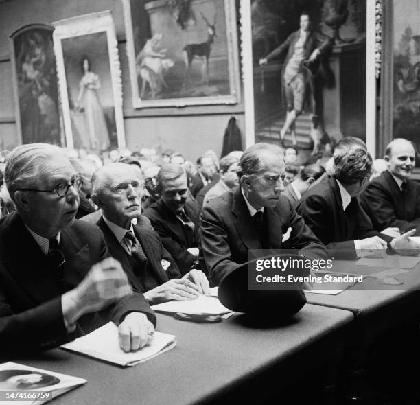 John Paul Getty , third from left, at a Sotheby's fine art auction, London, March 23rd, 1960.