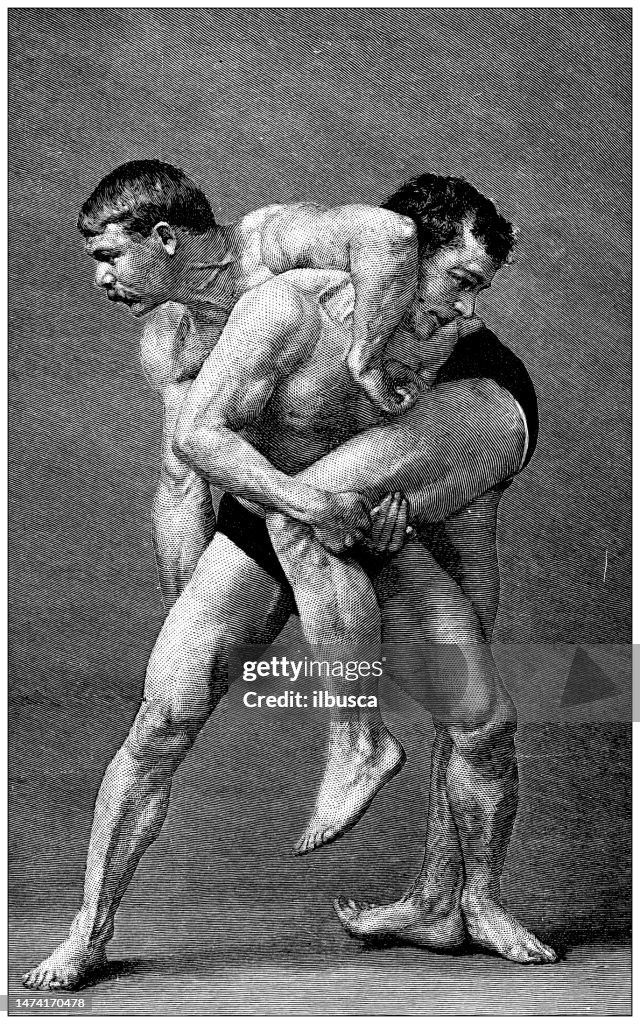 Antike Sportillustration: Ringen