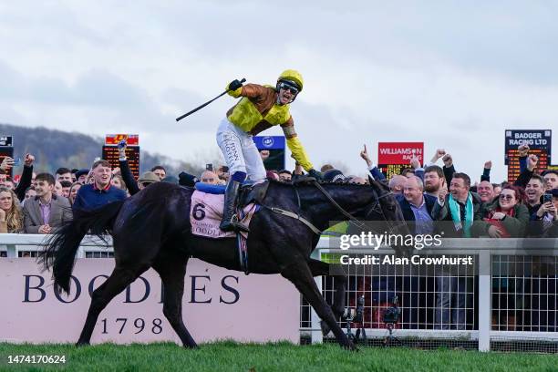 Paul Townend riding Galopin Des Champs win The Boodles Cheltenham Gold Cup Chase during day four of the Cheltenham Festival 2023 at Cheltenham...