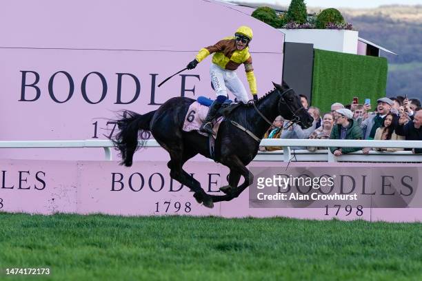Paul Townend riding Galopin Des Champs win The Boodles Cheltenham Gold Cup Chase during day four of the Cheltenham Festival 2023 at Cheltenham...