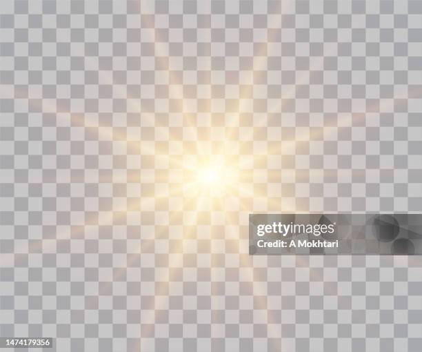 ilustraciones, imágenes clip art, dibujos animados e iconos de stock de efecto sol y luz sobre fondo transparente. - reflejo efecto de luz