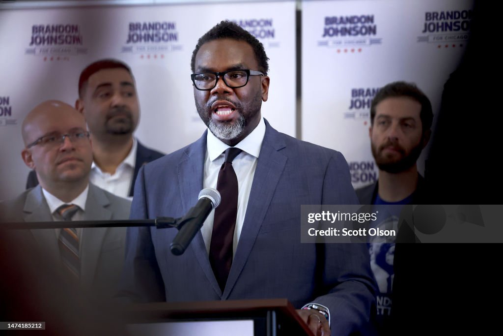 Chicago Mayoral Candidate Brandon Johnson Campaigns In Chicago