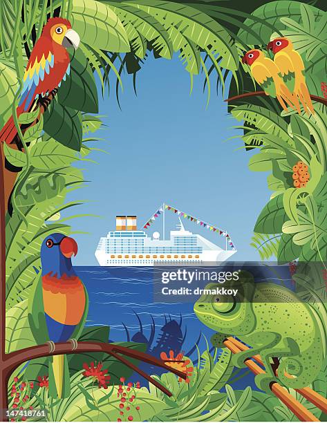 tropical beach - chameleon stock illustrations