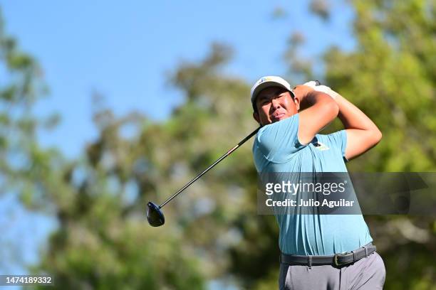 Byeong Hun An of South Korea plays his shot from the fifth tee during the second round of the Valspar Championship at Innisbrook Resort and Golf Club...