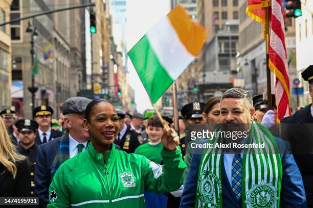 Commissioner Keechant L. Sewell participate in the St. Patrick’s Day parade on March 17, 2023 in New York City. The annual New York City St....