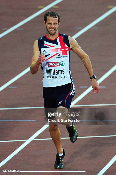 Rhys Williams of Great Britain wins gold in the Men's 400 Metres Hurdles Final during day three of the 21st European Athletics Championships at the...