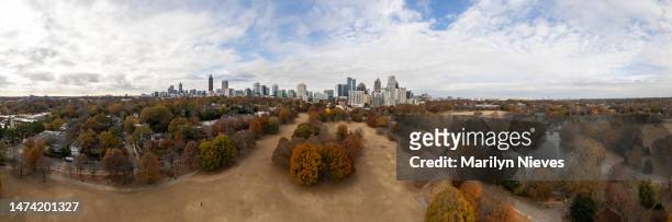 autumn aerial view of piedmont park - "marilyn nieves" stock pictures, royalty-free photos & images