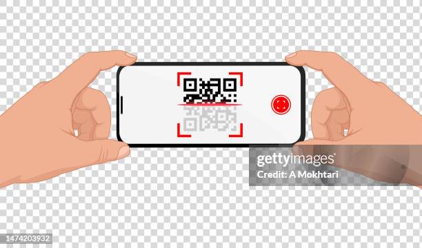 bildbanksillustrationer, clip art samt tecknat material och ikoner med scan the qr code with a smartphone. - barcode scanner