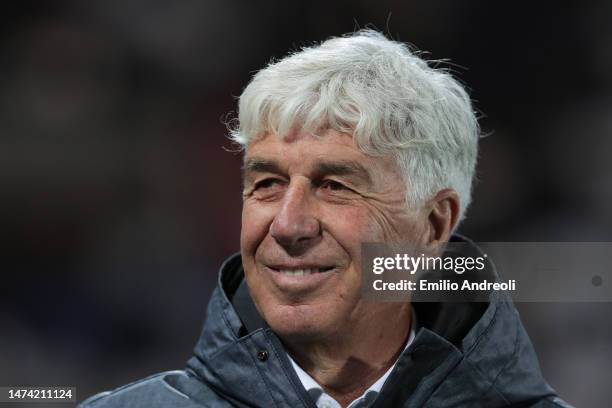 Gian Piero Gasperini, Head Coach of Atalanta BC, looks on prior to the Serie A match between Atalanta BC and Empoli FC at Gewiss Stadium on March 17,...