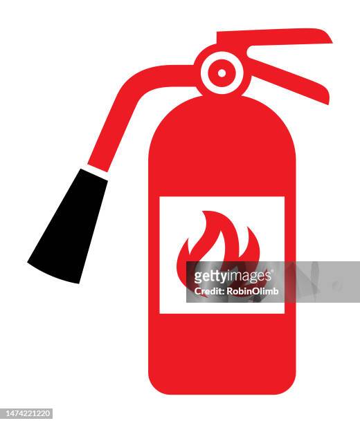 red fire extinguisher icon - handle icon stock illustrations