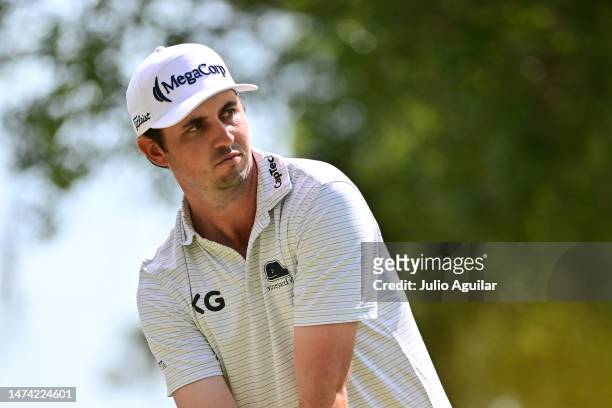 Poston of the United States prepares to play his shot from the ninth tee during the second round of the Valspar Championship at Innisbrook Resort and...