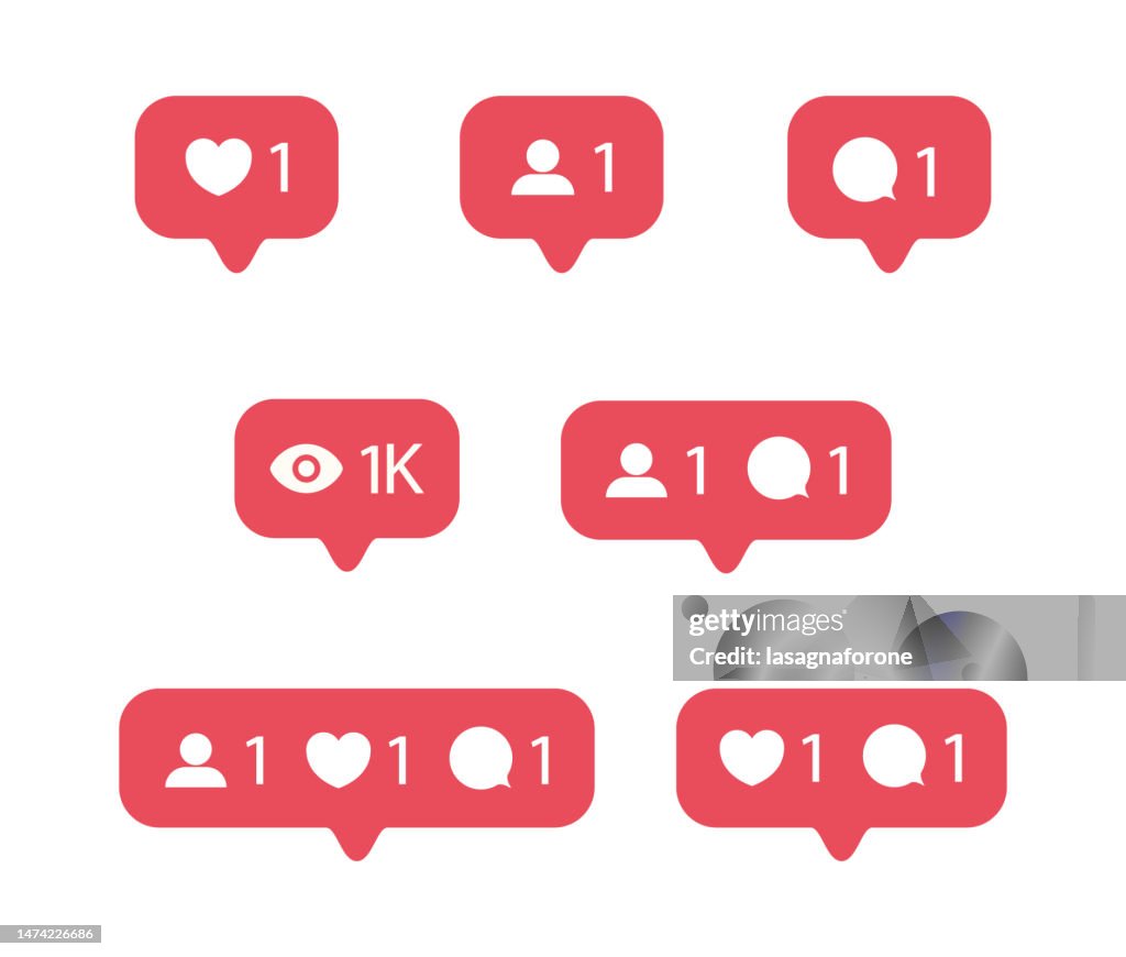 Vektorsymbole für Social-Media-Impressionen