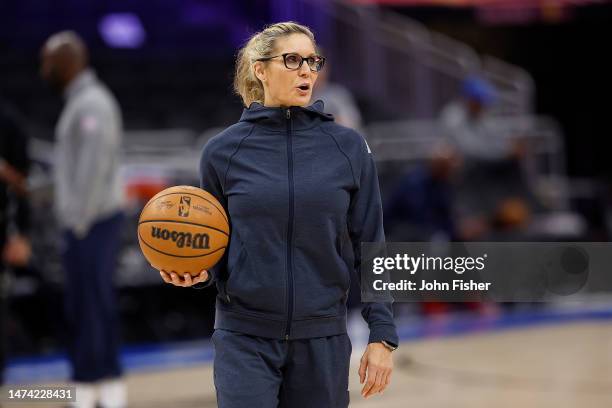 Assistant Coach Jenny Boucek of the Indiana Pacers before the game against the Milwaukee Bucks at Fiserv Forum on March 16, 2023 in Milwaukee,...