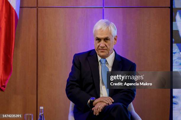 Sebastián Piñera former President of Chile observes during the first meeting of the Grupo Libertad y Democracia on March 17, 2023 in Santiago, Chile....