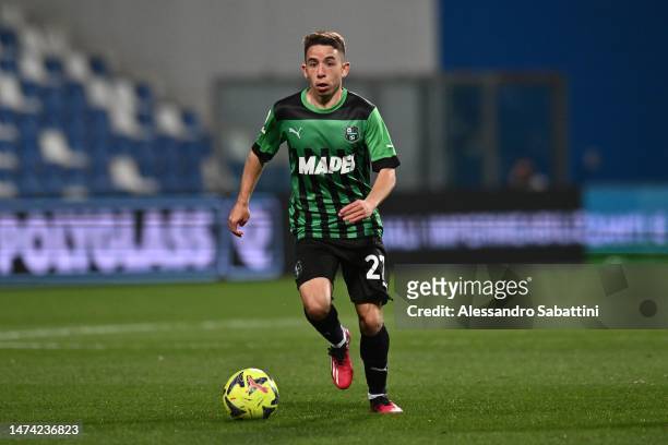 Maxime Lopez of US Sassuolo in action during the Serie A match between US Sassuolo and Spezia Calcio at Mapei Stadium - Citta' del Tricolore on March...