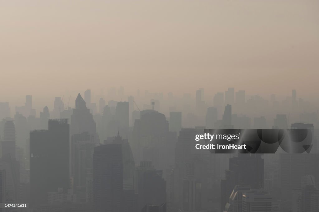 Pollution PM 2.5 dust in city.