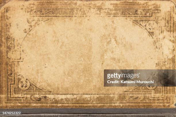 old book cover with classy frame background - old book stock-fotos und bilder