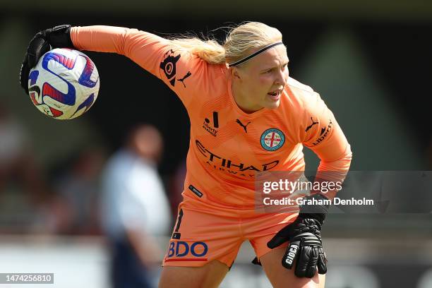 Sally James of Melbourne City passes during the round 18 A-League Women's match between Melbourne City and Sydney FC at Kingston Heath Soccer Complex...