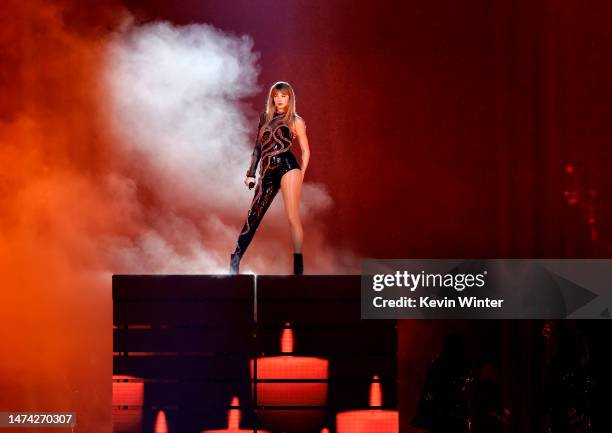 Taylor Swift performs onstage for the opening night of "Taylor Swift | The Eras Tour" at State Farm Stadium on March 17, 2023 in Swift City, ERAzona...