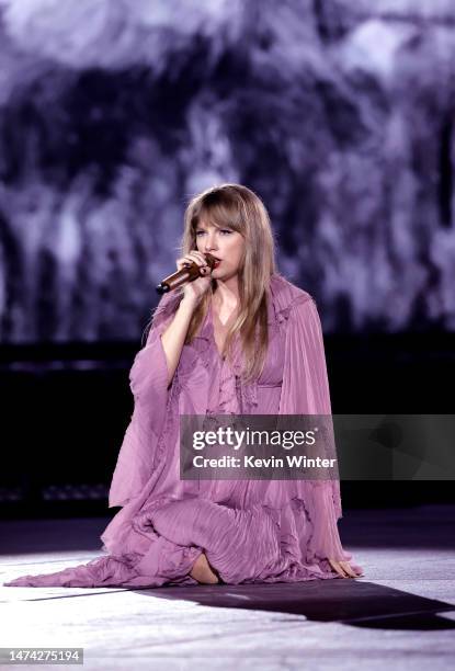 Editorial use only and no commercial use at any time. No use on publication covers is permitted after August 9, 2023. Taylor Swift performs onstage...