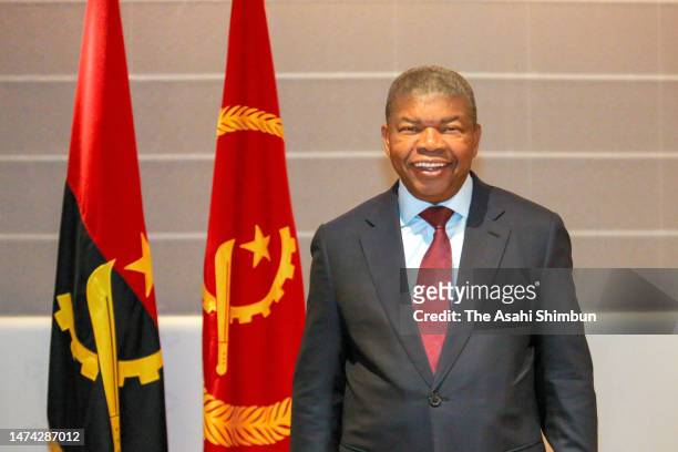 Angolan President Joao Lourenco poses during the Asahi Shimbun interview on March 14, 2023 in Tokyo, Japan.