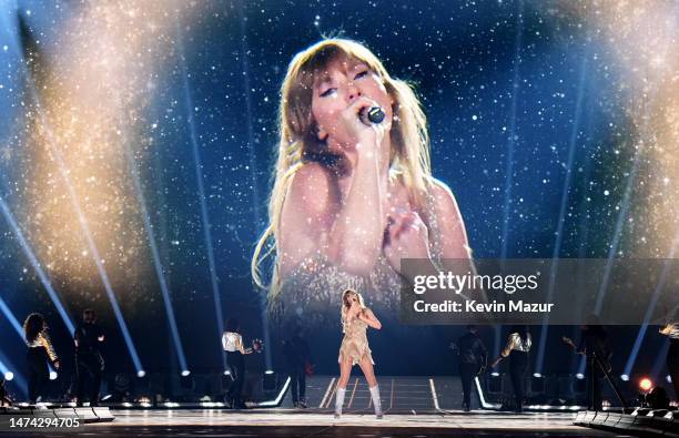 Taylor Swift performs onstage for the opening night of "Taylor Swift | The Eras Tour" at State Farm Stadium on March 17, 2023 in Swift City, ERAzona...