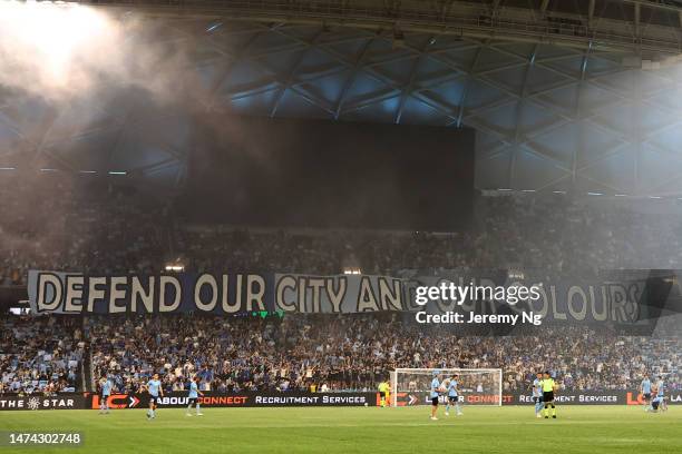 General view during the round 21 A-League Men's match between Sydney FC and Western Sydney Wanderers at Allianz Stadium, on March 18 in Sydney,...