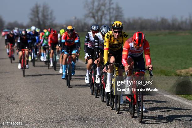 Jos Van Emden of The Netherlands and Team Jumbo-Visma and Jacopo Mosca of Italy and Team Trek – Segafredo compete during the 114th Milano-Sanremo...