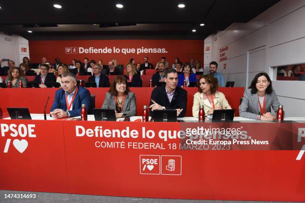 The Secretary General of the PSOE and President of the Government, Pedro Sanchez , chairs the meeting of the Federal Committee 'Defend what you...