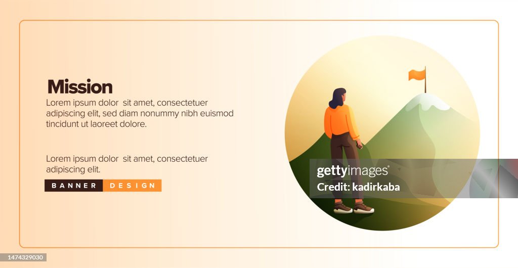 Vector Illustration Of Mission Or Vision Web Banner Design Concept High ...