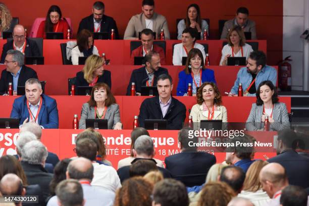 The Secretary of Organization of the Socialist Party, Santos Cerdan; the First Vice President of the Senate and President of the PSOE, Cristina...